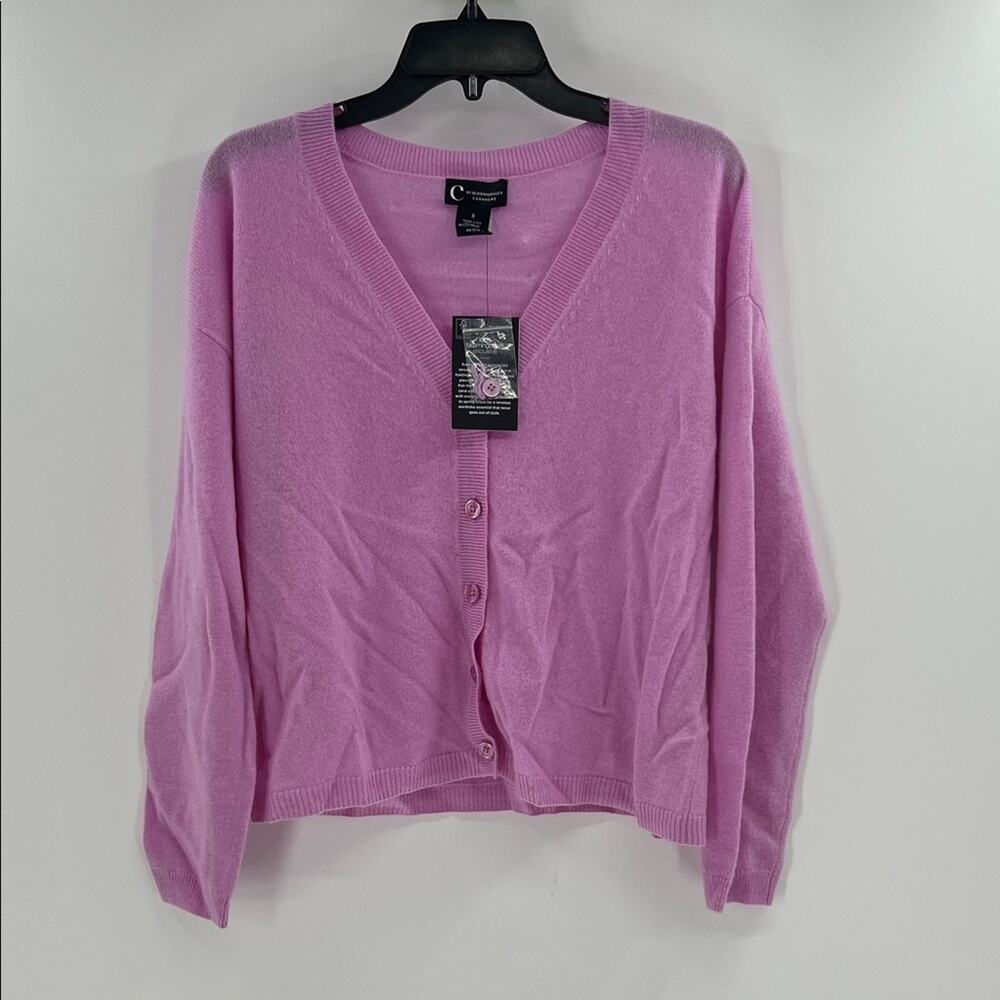 C by Bloomingdale's V-neck 100% Cashmere Cardigan - Rose Quartz - S - NWT